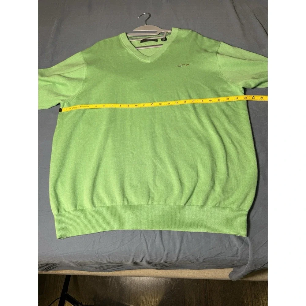 Greg Norman Med‎ Pull Over Golf Sweater Long Sleeve V Neck light green XL - Picture 11 of 11